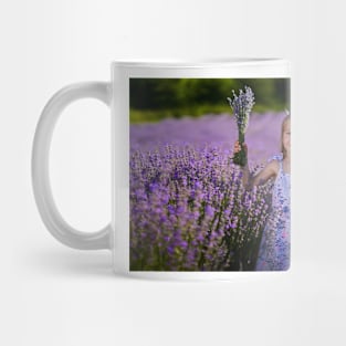 Little girl with a lavender bouquet Mug